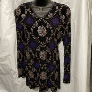BLACK gold purple top Sz S/M